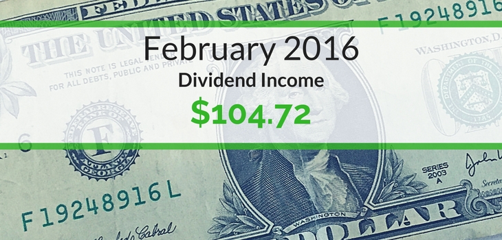 February 2016 Dividend Income – $104.72
