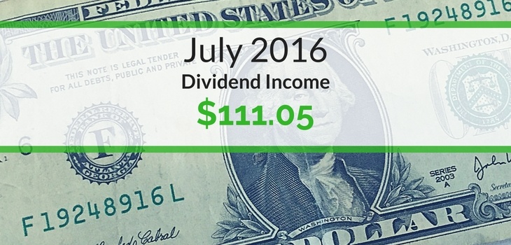 July 2016 Dividend Income – $111.05